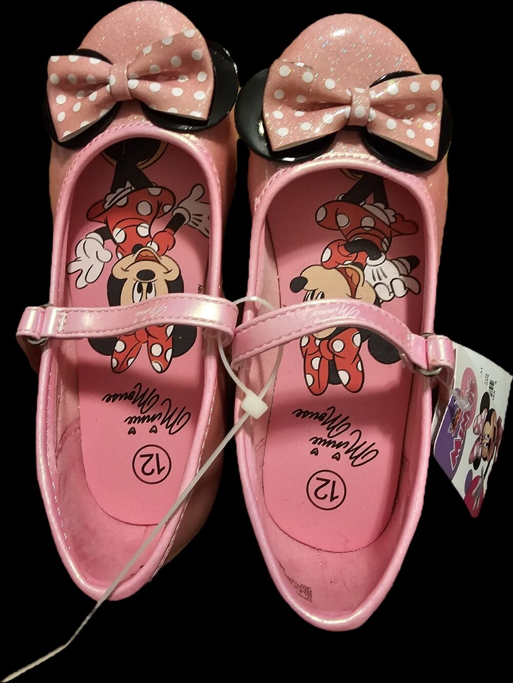 Disney Pink Minnie Mouse Bow Mary Jane Toddler Shoes New Sz 12